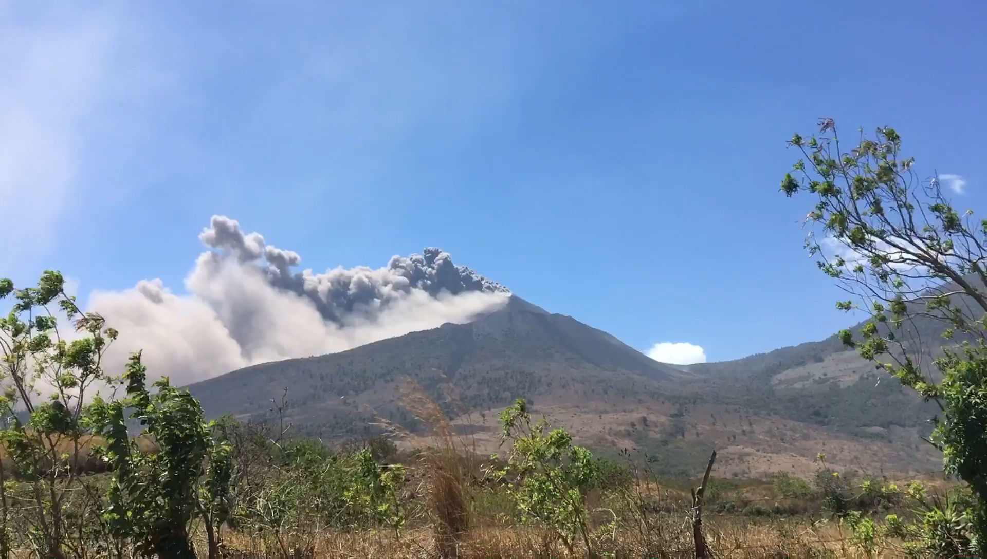 Smoke and ash billow from Pacaya volcano