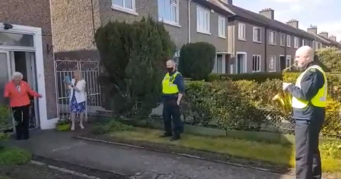 100-year-old woman dances as Irish police play saxophone to celebrate her birthday