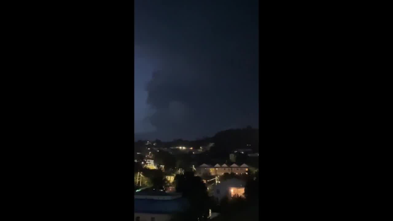 Volcanic Lightning Illuminates Night Sky in St Vincent