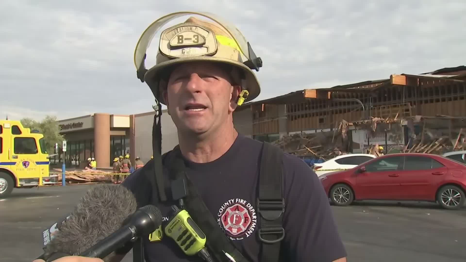 Fire official, witness talk about awning collapse at Las Vegas supermarket