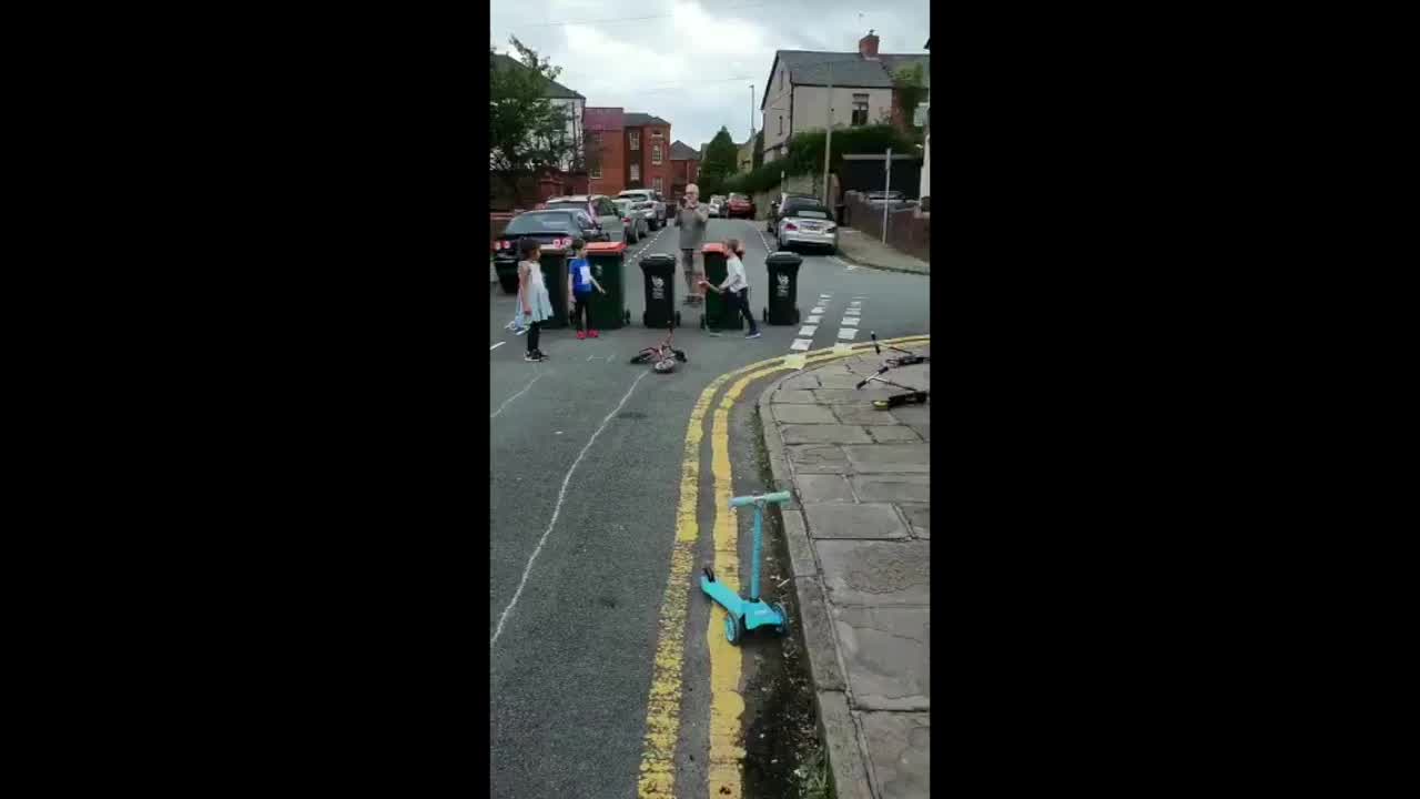 Kids imitate Olympic torch relay during Olympic games