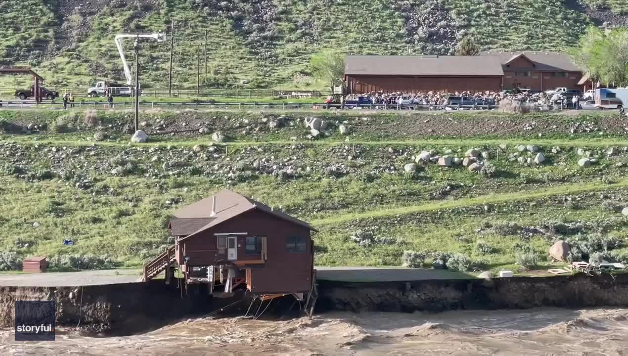 House Falls Into River Amid Severe Flooding Near Yellowstone