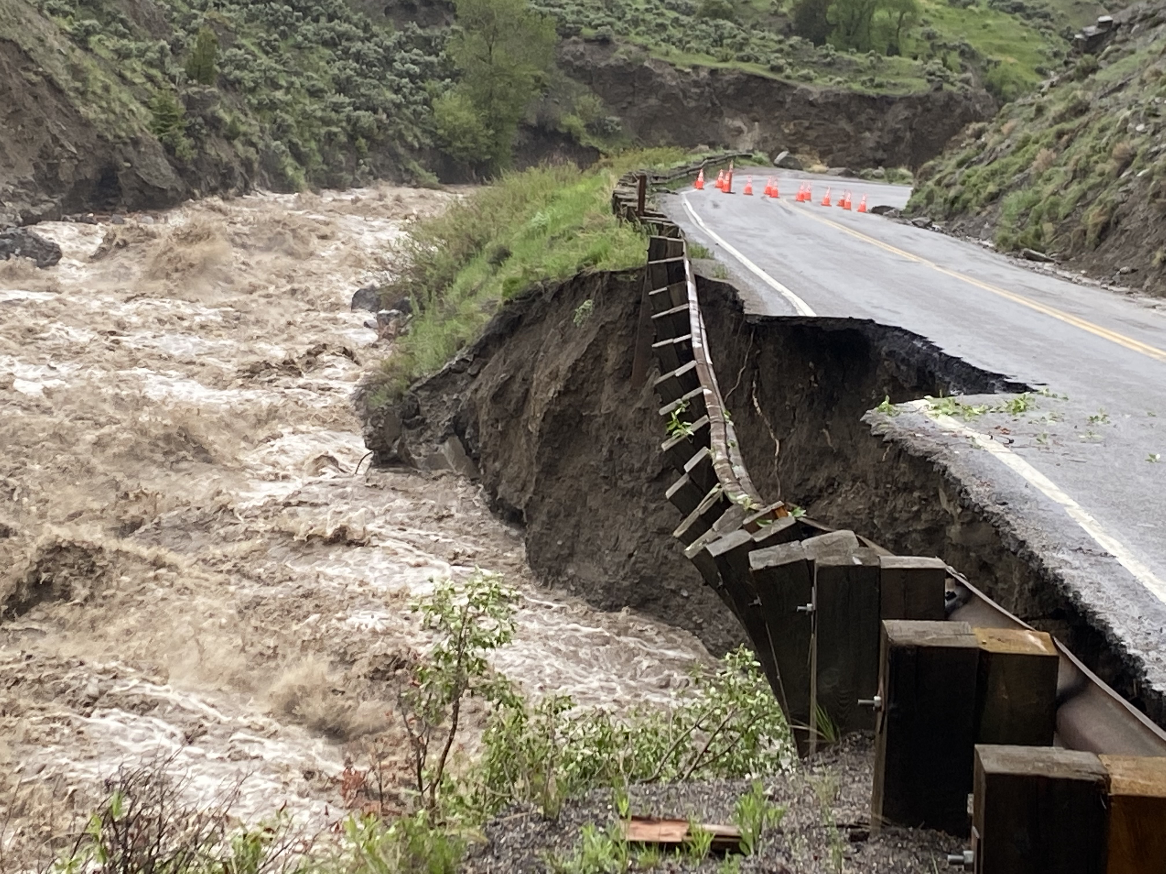 Aerial footage shows extreme flooding, mudslides at Yellowstone