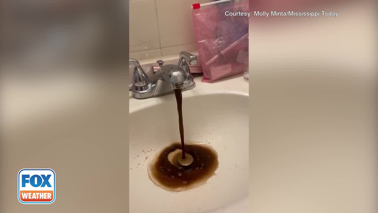 Brown water pours from sink in Jackson, Mississippi
